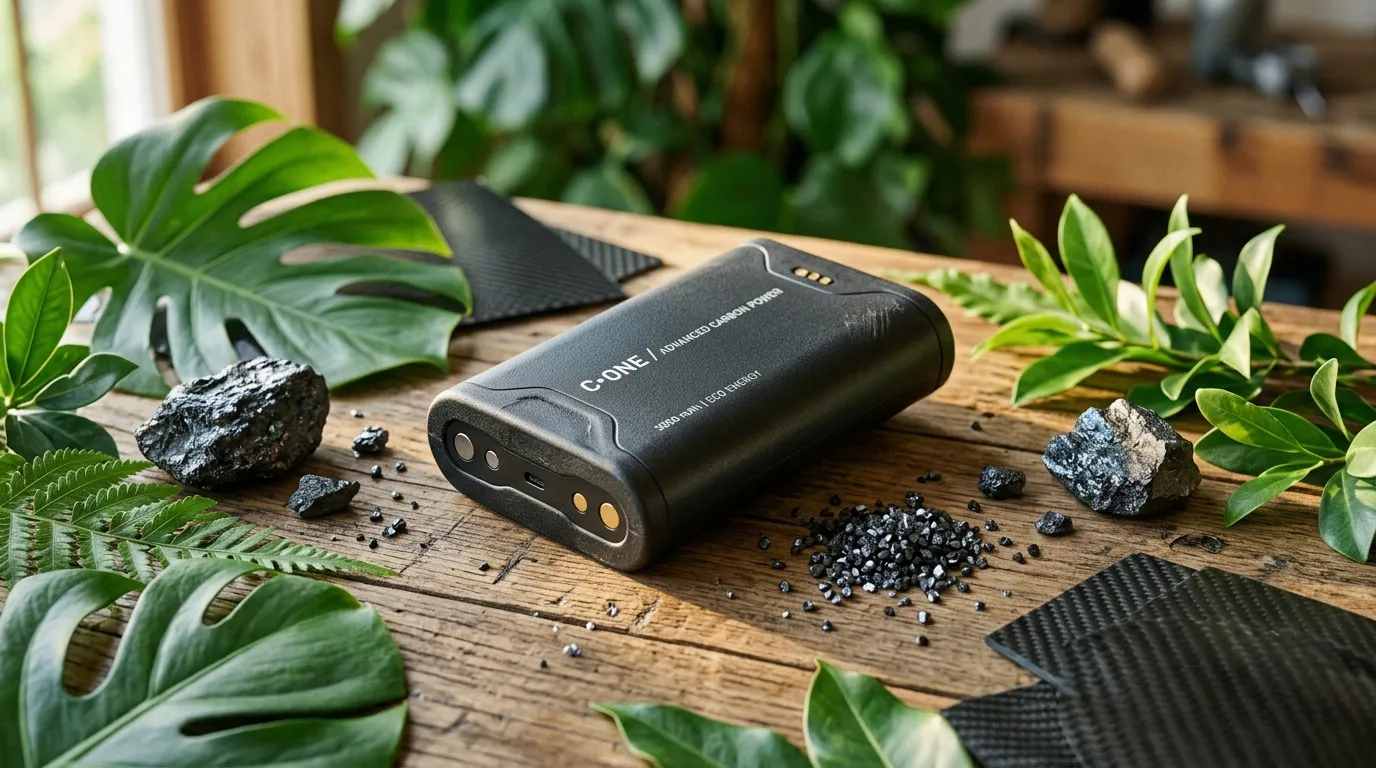 Batterie externe C-ONE avec plantes vertes et minerais
